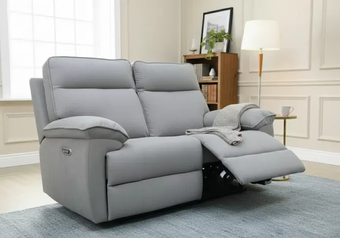 Valencia 2 Seater Grey Fabric Electric Recliner Sofa
