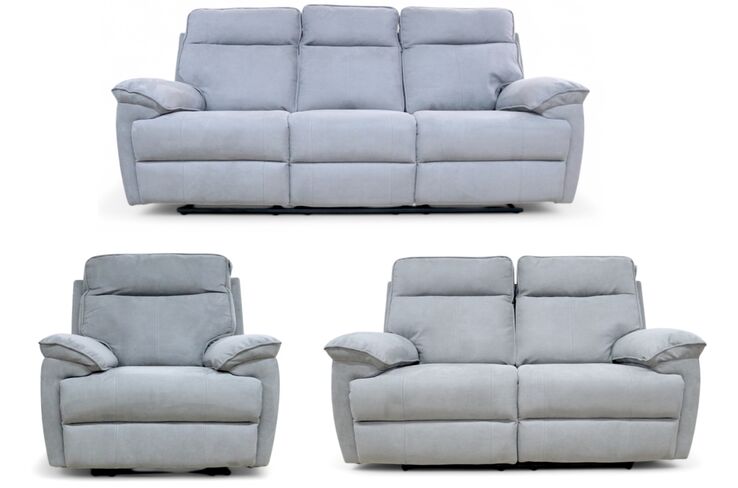 Valencia 3+2+1 Electric Recliner Grey Fabric Sofa Suite