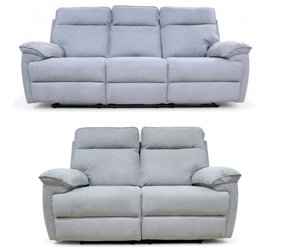 Valencia 3+2 Electric Recliner Grey Fabric Sofa Suite