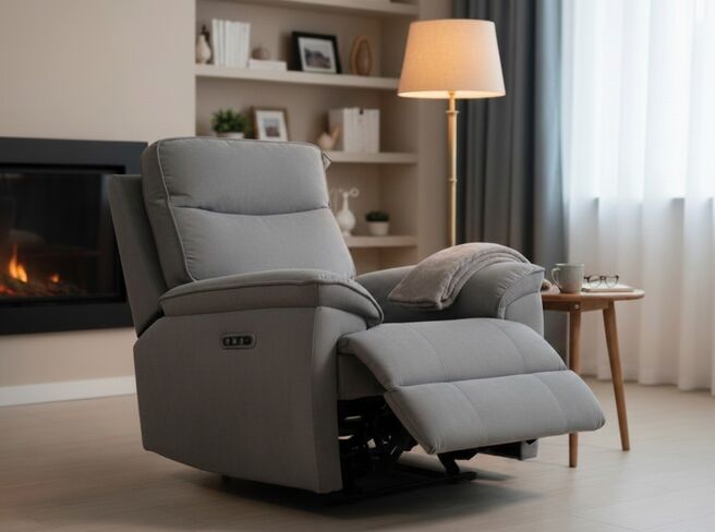 Valencia Electric Reclining Armchair Grey Fabric