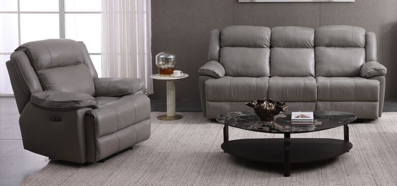 Voyager Modern 3+1 Reclining Living Room Sofa Suite Set – Premium Grey Leather