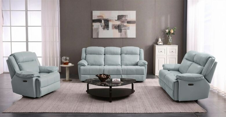 Voyager Modern 3+2+1 Reclining Living Room Sofa Suite Set – Premium Grey Leather