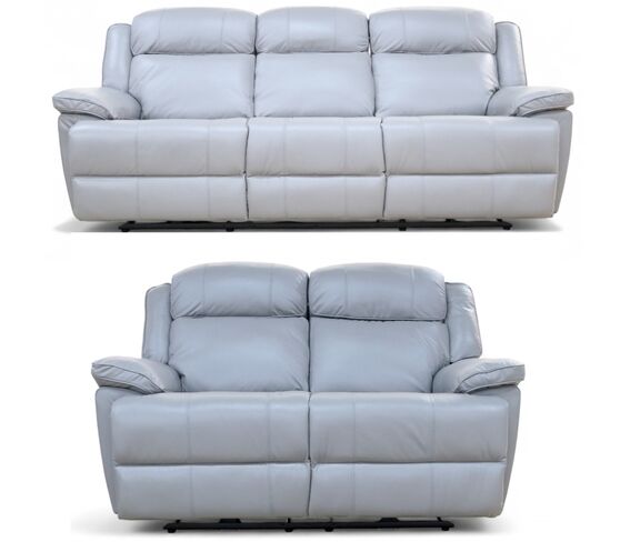 Voyager Modern 3+2 Reclining Living Room Sofa Suite Set – Premium Grey Leather