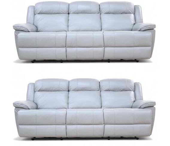 Voyager Modern 3+3 Reclining Living Room Sofa Suite Set – Premium Grey Leather