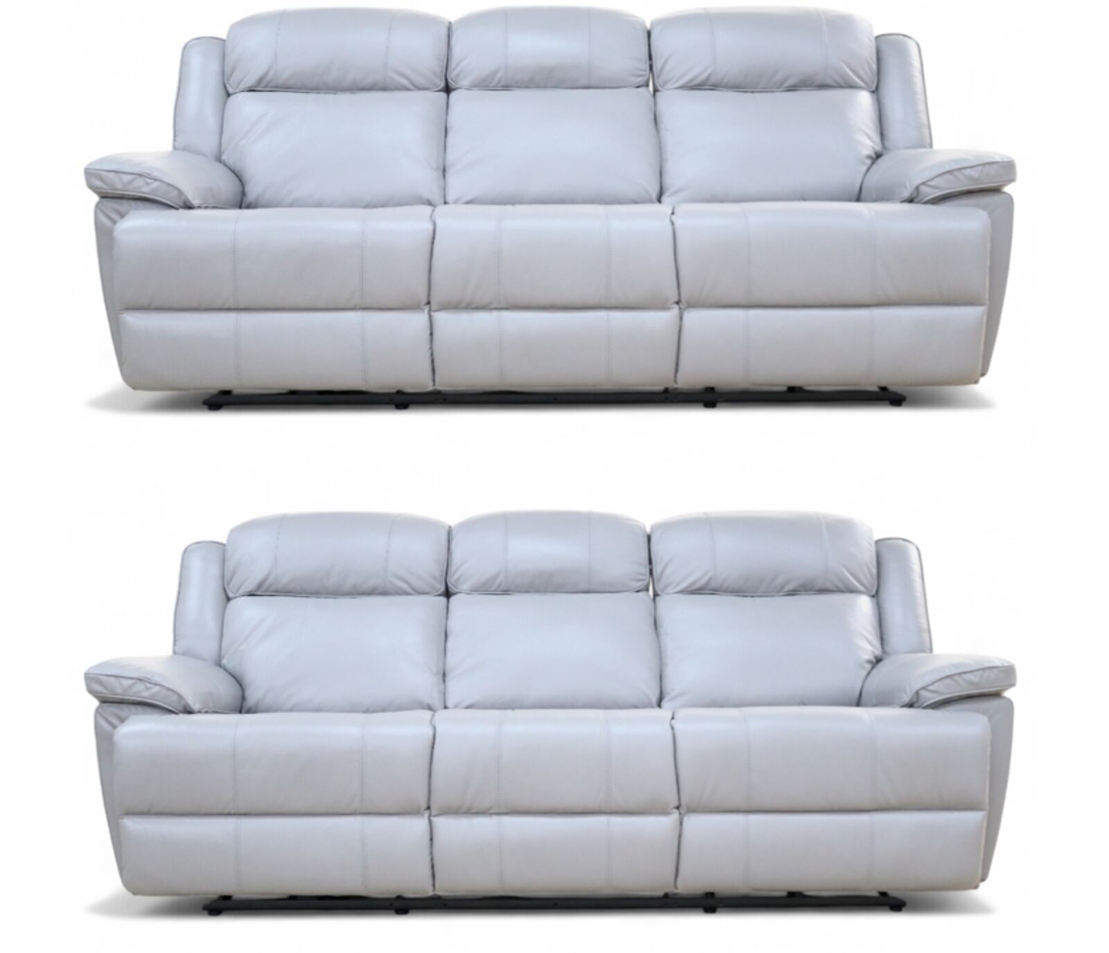 Voyager Modern 3+3 Reclining Living Room Sofa Suite Set Premium Grey Leather