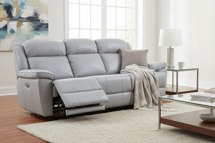 Voyager Modern 3 Seater Reclining Living Room Sofa – Premium Grey Leather