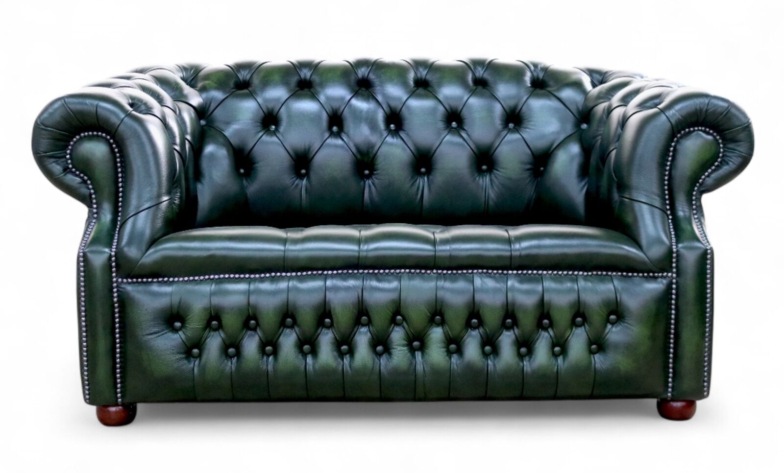 Alfred Chesterfield 2 Seater Sofa Antique Green Leather