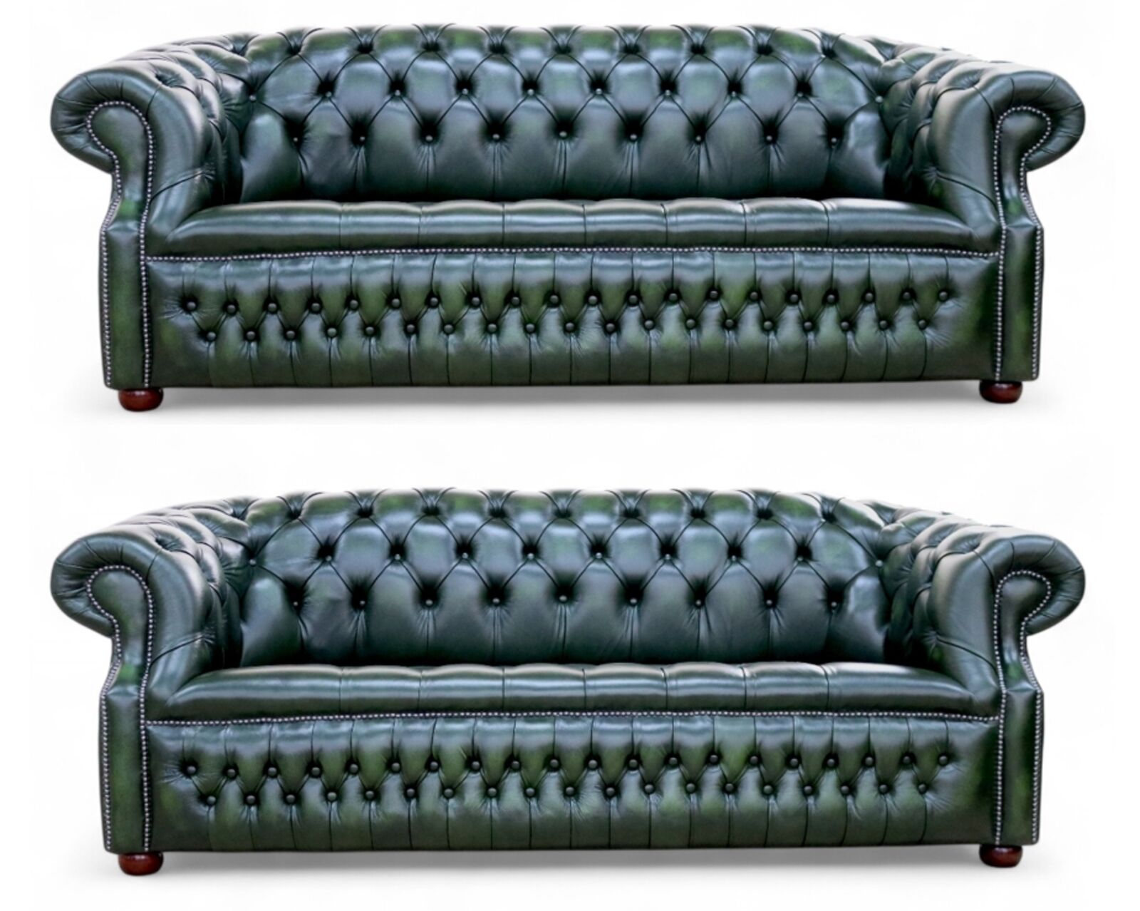 Alfred Chesterfield 3+3 Sofa Suite Antique Green Leather