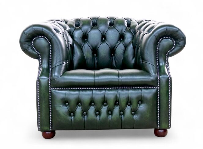 Alfred Chesterfield Club Chair Antique Green Leather