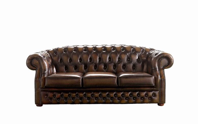 Chesterfield Buckingham 3 Seater Antique Brown Leather Sofa Offer