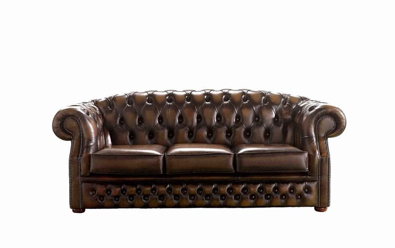 Product photograph of Chesterfield Buckingham 3 Seater Antique Brown Leather Sofa Offer from Designer Sofas 4U