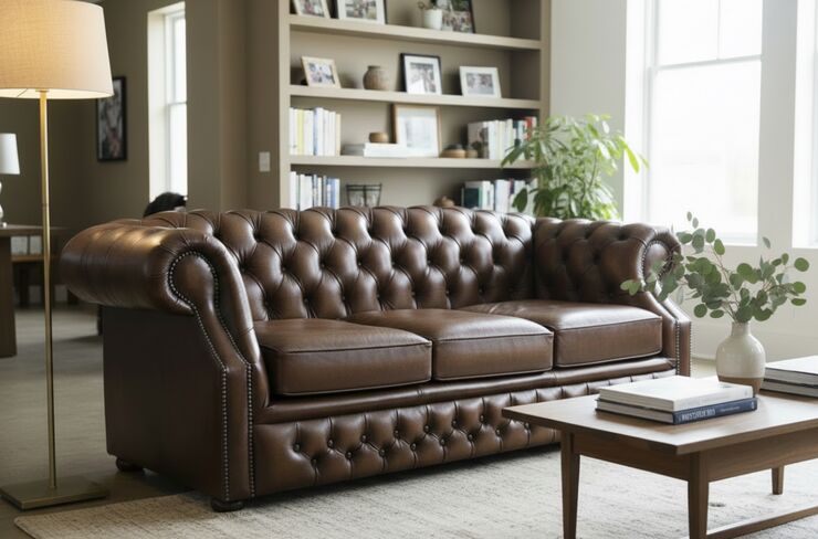 Chesterfield Buckingham 3 Seater Antique Brown Leather Sofa Offer