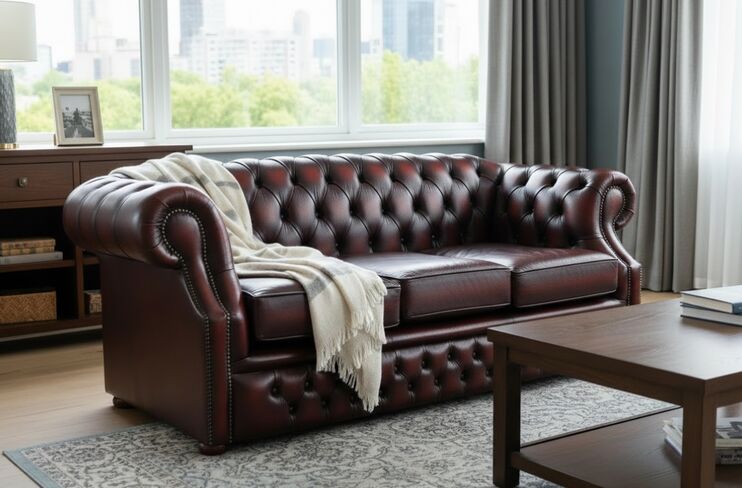 Chesterfield Buckingham 3 Seater Oxblood Leather Sofa Offer