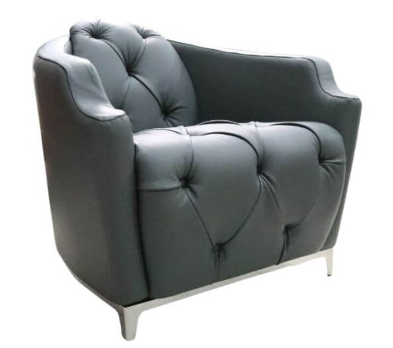 Product photograph of Delizia Italian Leather Tub Club Chair Bull Grigio Grey from Designer Sofas 4U