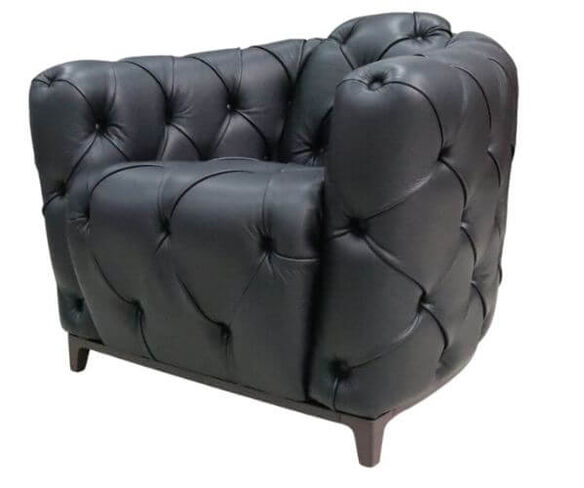 Deliziante Italian Leather Tub Club Chair Suave Nero Black