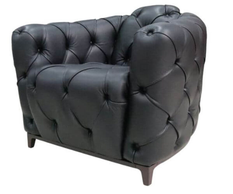 Product photograph of Deliziante Italian Leather Tub Club Chair Suave Nero Black from Designer Sofas 4U