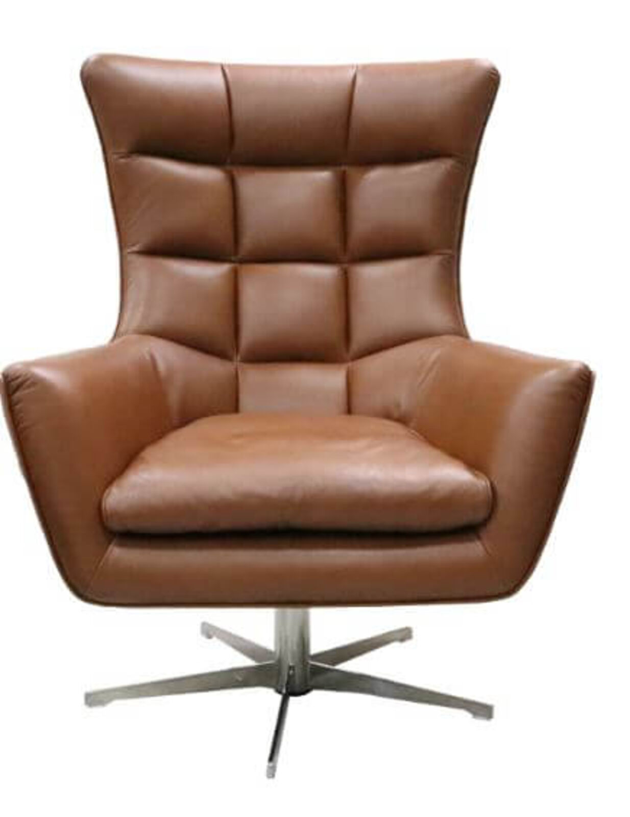 Product photograph of Jacob Swivel Highback Italian Leather Chair Suave Tender Cuoio from Designer Sofas 4U