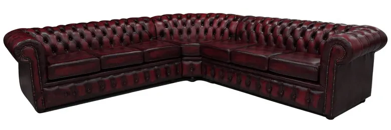 Chesterfield Corner Sofa Unit 7 Seater Antique Tan Leather Cushioned