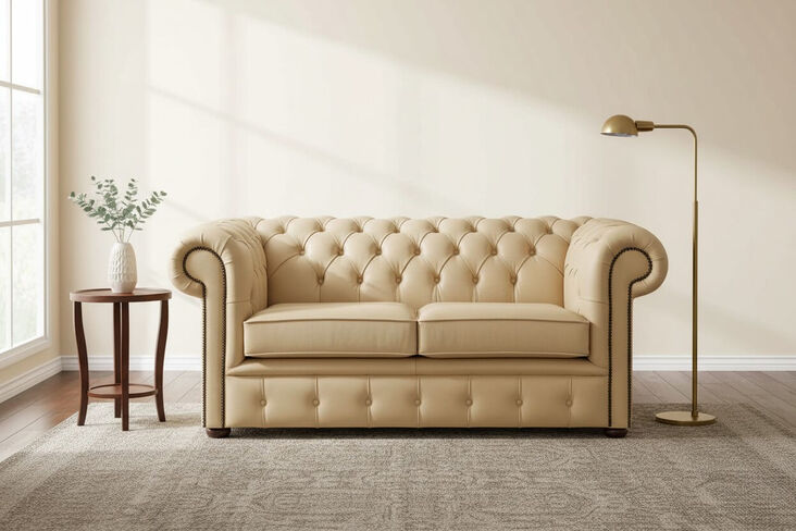 Chesterfield 2 Seater Shelly Angel Leather Sofa Settee