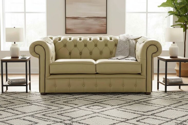 Chesterfield 2 Seater Shelly Golders Green Leather Sofa Settee