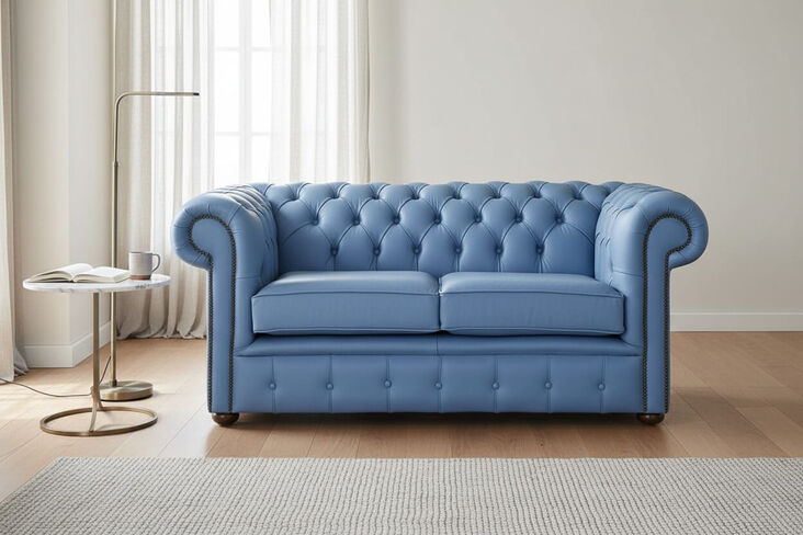 Chesterfield 2 Seater Shelly Iceblast Leather Sofa Settee