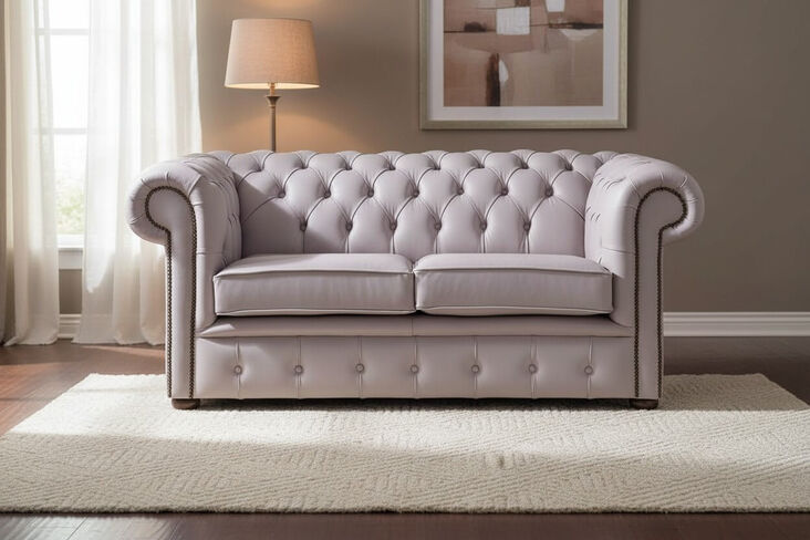 Chesterfield 2 Seater Shelly Owl Leather Sofa Settee