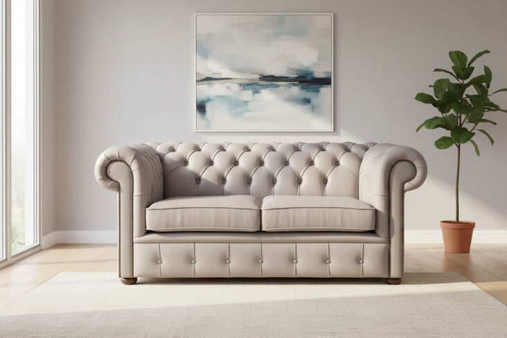 Chesterfield 2 Seater Shelly Rocking Leather Sofa Settee