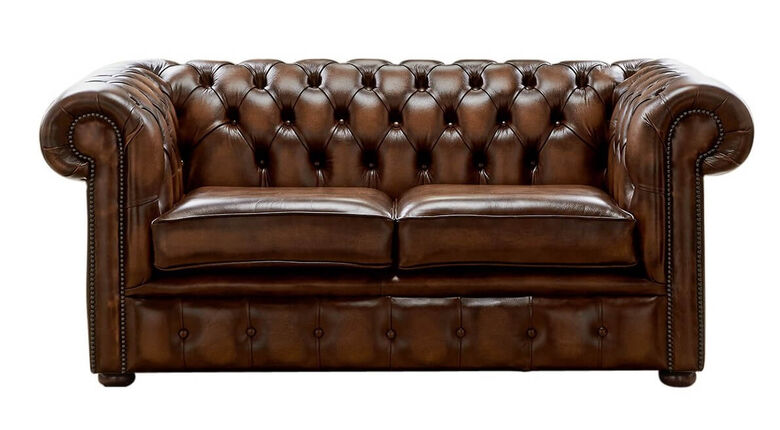 Chesterfield 2 Seater Antique Autumn Tan Leather Sofa Settee