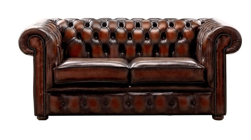 Product photograph of Chesterfield 2 Seater Antique Rust Leather Sofa Settee from Designer Sofas 4U