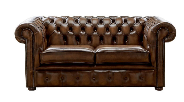 Chesterfield 2 Seater Sofa Settee in Antique Tan