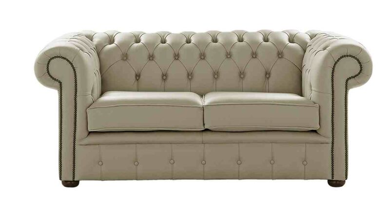 Product photograph of Chesterfield 2 Seater Shelly Ash Leather Sofa Settee from Designer Sofas 4U