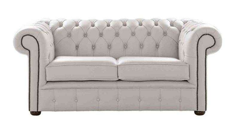 Chesterfield 2 Seater Shelly Almond Leather Sofa Settee