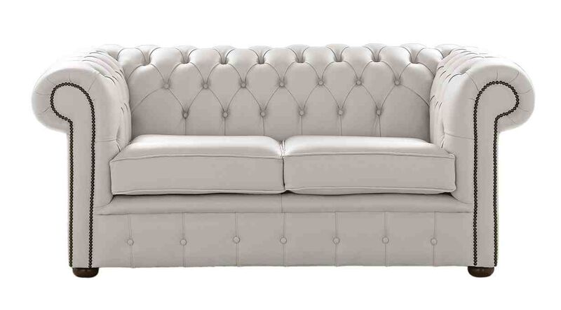 Product photograph of Chesterfield 2 Seater Shelly Almond Leather Sofa Settee from Designer Sofas 4U