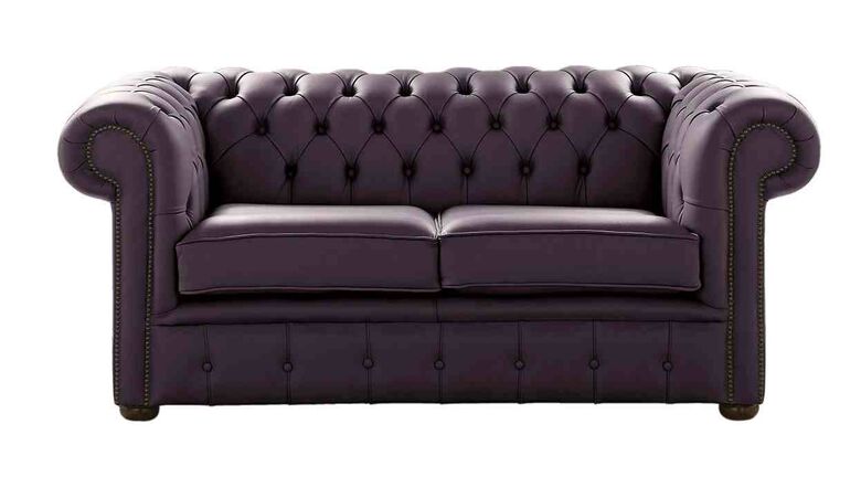 Chesterfield 2 Seater Shelly Amethyst Leather Sofa Settee