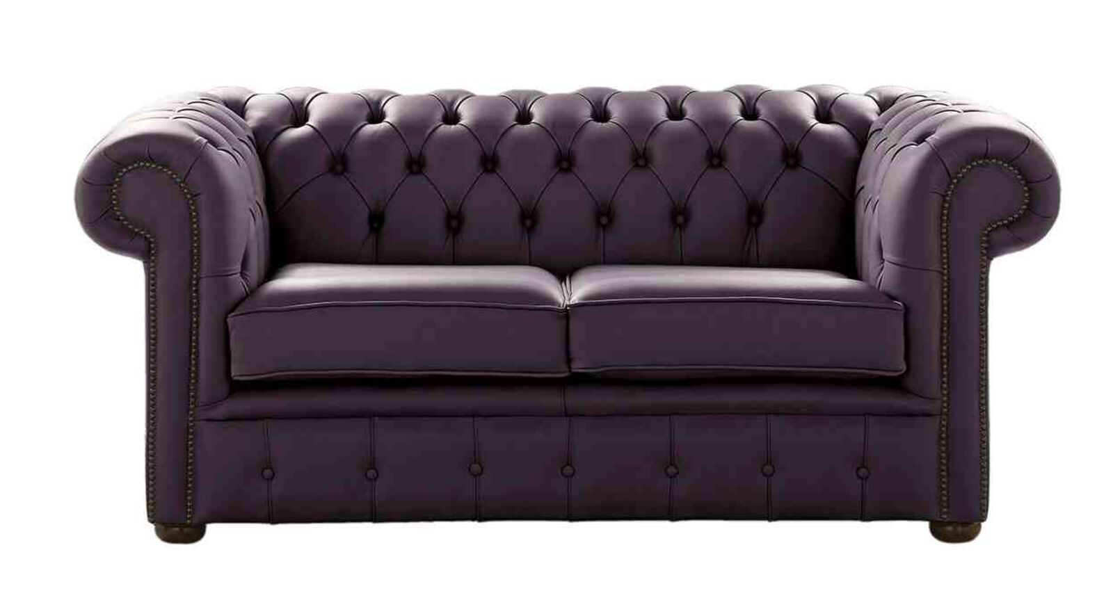 Product photograph of Chesterfield 2 Seater Shelly Amethyst Leather Sofa Settee from Designer Sofas 4U