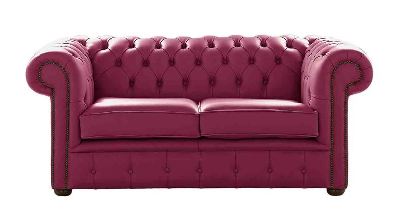 Chesterfield 2 Seater Shelly Anemone Leather Sofa Settee