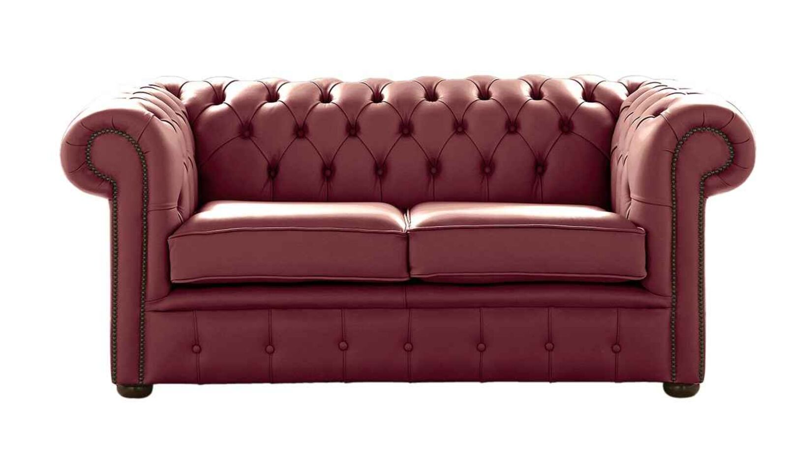 Product photograph of Chesterfield 2 Seater Burgandy Leather Sofa Settee from Designer Sofas 4U