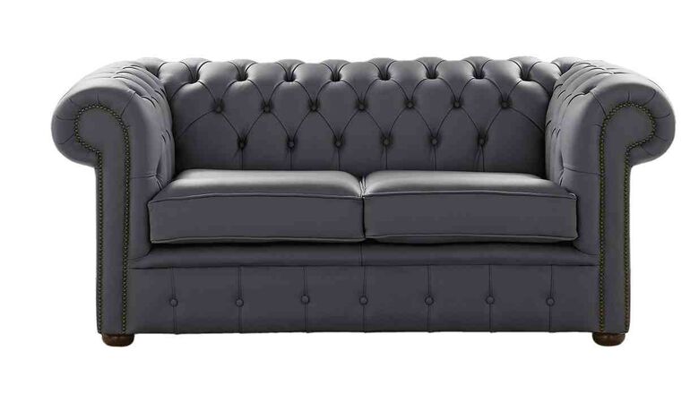 Chesterfield 2 Seater Shelly Burnt Oak Leather Sofa Settee