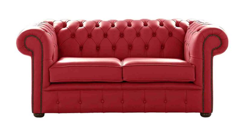 Product photograph of Chesterfield 2 Seater Shelly Cherry Leather Sofa Settee from Designer Sofas 4U