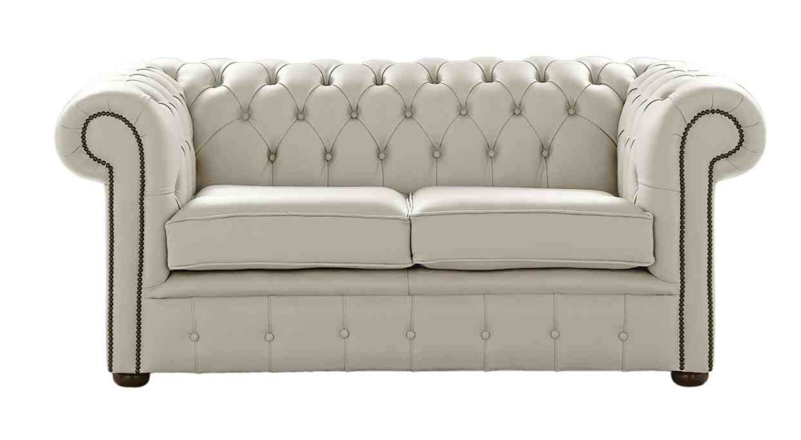 Product photograph of Chesterfield 2 Seater Shelly Cottonseed Leather Sofa Settee from Designer Sofas 4U