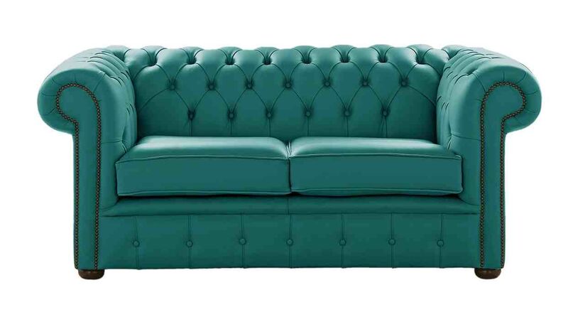 Product photograph of Chesterfield 2 Seater Dark Teal Leather Sofa Settee from Designer Sofas 4U