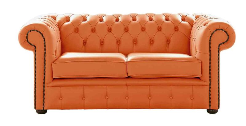Product photograph of Chesterfield 2 Seater Shelly Firestone Leather Sofa Settee from Designer Sofas 4U