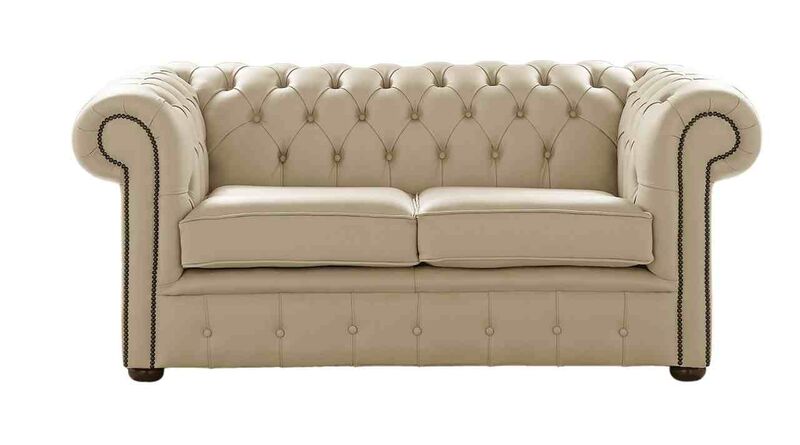 Product photograph of Chesterfield 2 Seater Shelly Ivory Leather Sofa Settee from Designer Sofas 4U
