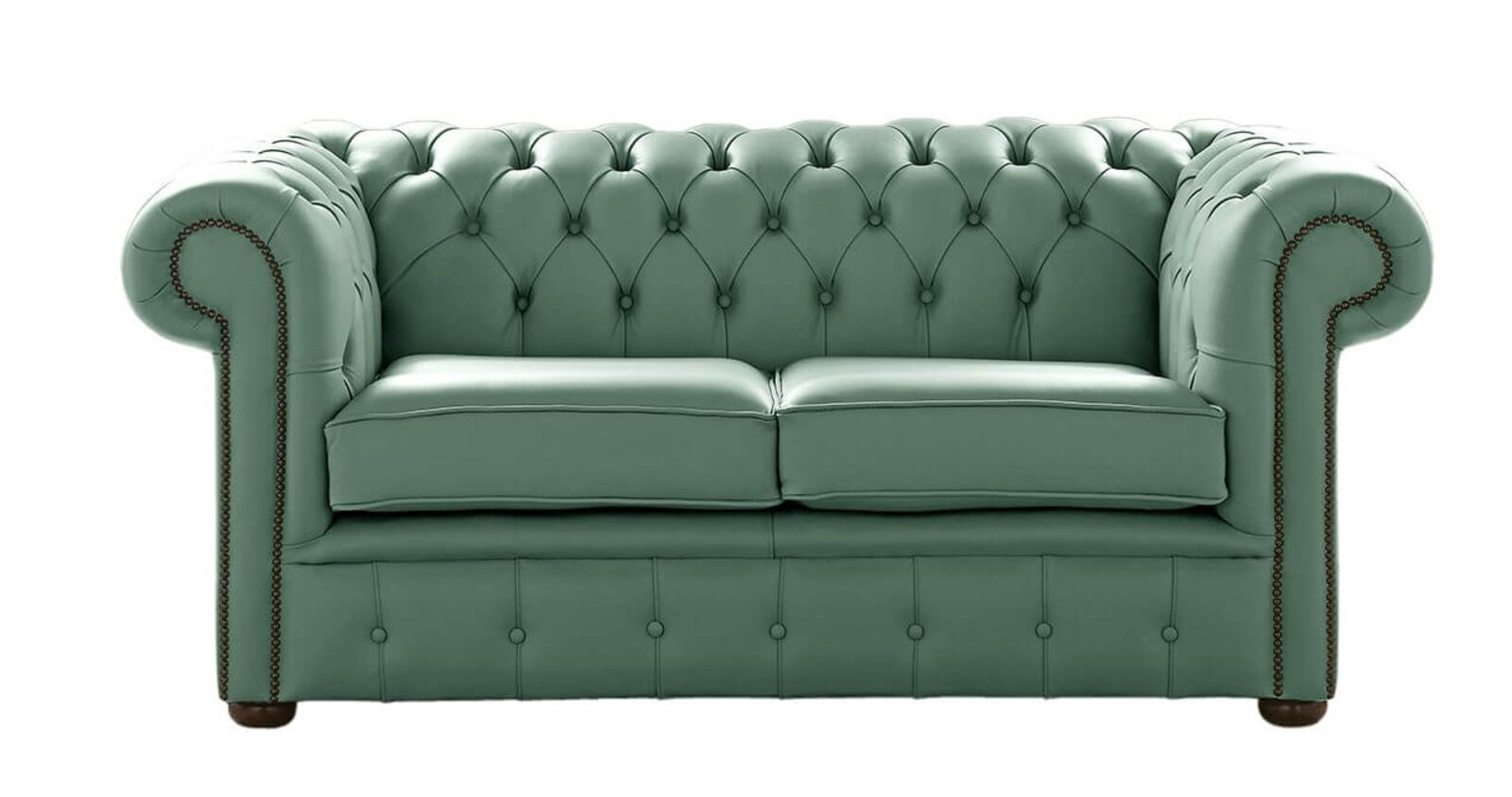 Product photograph of Chesterfield 2 Seater Shelly Lichen Leather Sofa Settee from Designer Sofas 4U