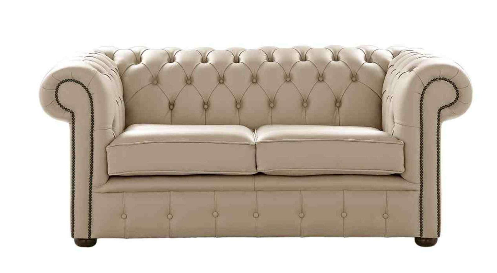 Product photograph of Chesterfield 2 Seater Shelly Pebble Leather Sofa Settee from Designer Sofas 4U