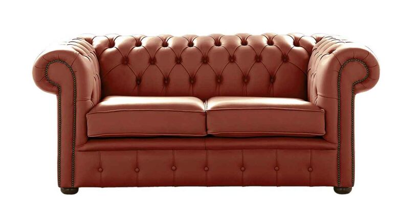 Chesterfield 2 Seater Shelly Spice Leather Sofa Settee