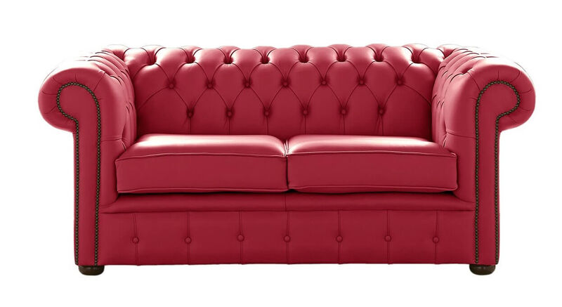 Product photograph of Chesterfield 2 Seater Shelly Velvet Red Leather Sofa Settee from Designer Sofas 4U