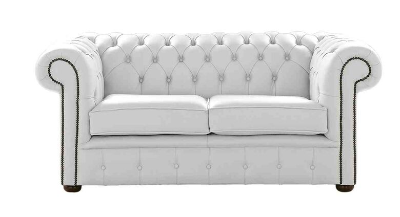 DesignerSofas4U | White leather Chesterfield Sofa