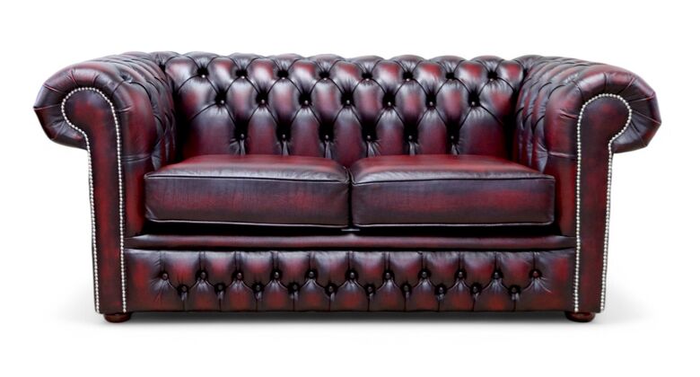 Chesterfield Winchester 2 Seater Antique Oxblood Leather Sofa Settee