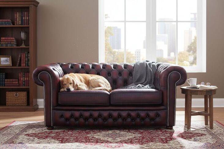 Chesterfield Winchester 2 Seater Antique Oxblood Leather Sofa Settee